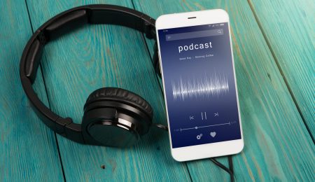 Listen music online concept online music player app on smartphone