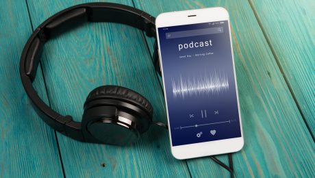 Listen music online concept online music player app on smartphone